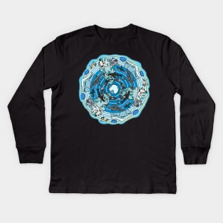 Antarctica Themed Mandala Kids Long Sleeve T-Shirt